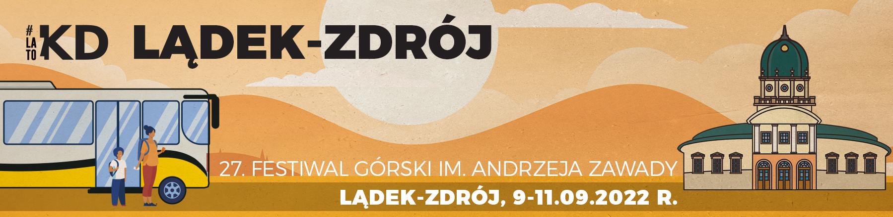 Banner 27 Festiwalu Górskiego im. A. Zawady w Lądku-Zdroju