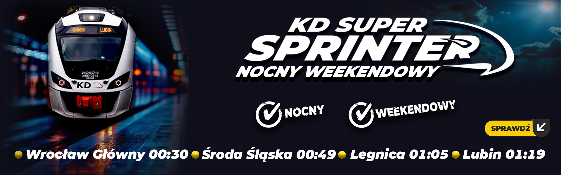 KD Super Sprinter - pociąg na peronie - baner reklamowy