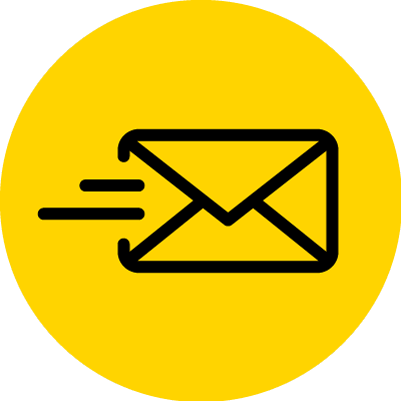 Ikona e-mail na żółtym tle